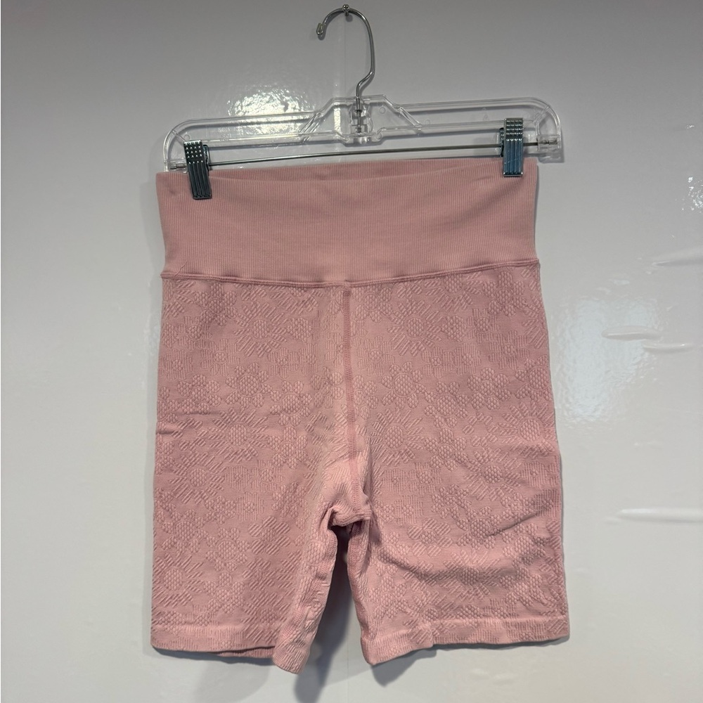 Pink Aerie floral embossed biker shorts